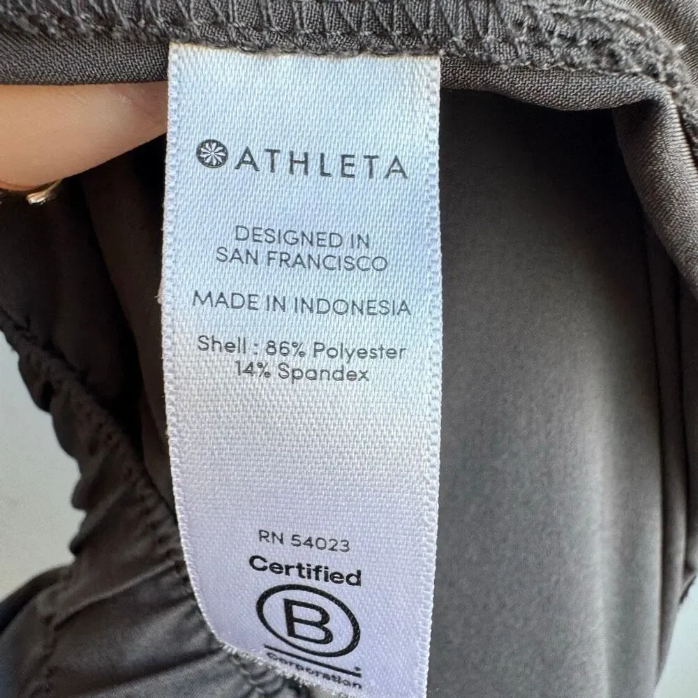 Athleta Skyline Pants Womens Size 2 XS Gray Grey Elastic Waist Stretch Belted - Picture 8 of 10